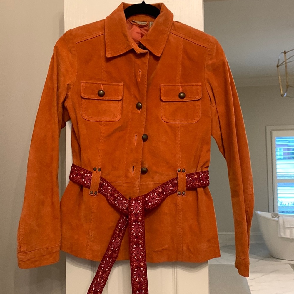 Womens size small belted leather jacket